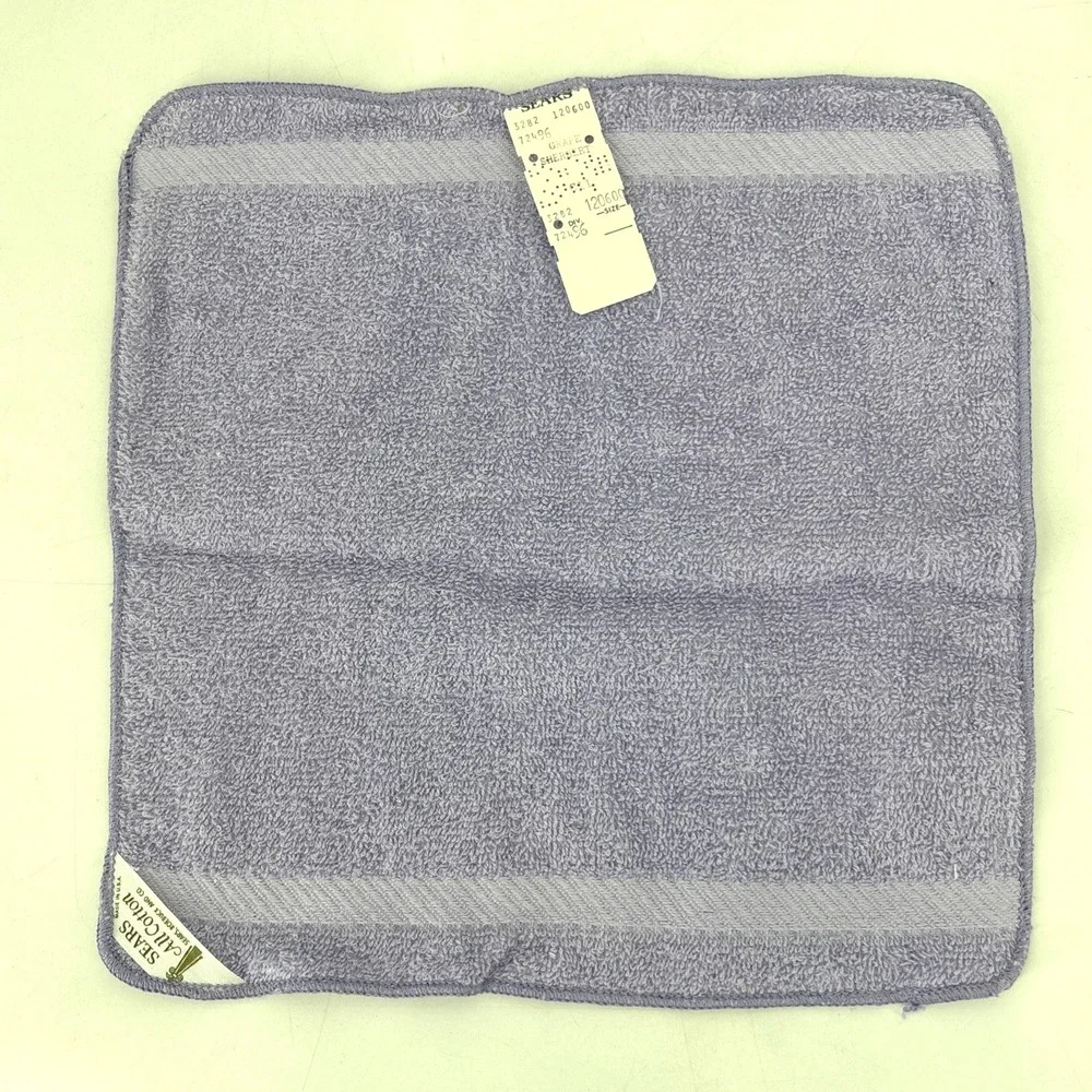 Vintage Sears Grape Sherbet Bath Towel & 2 Wash Cloth Lot‎ All Cotton 60s MCM